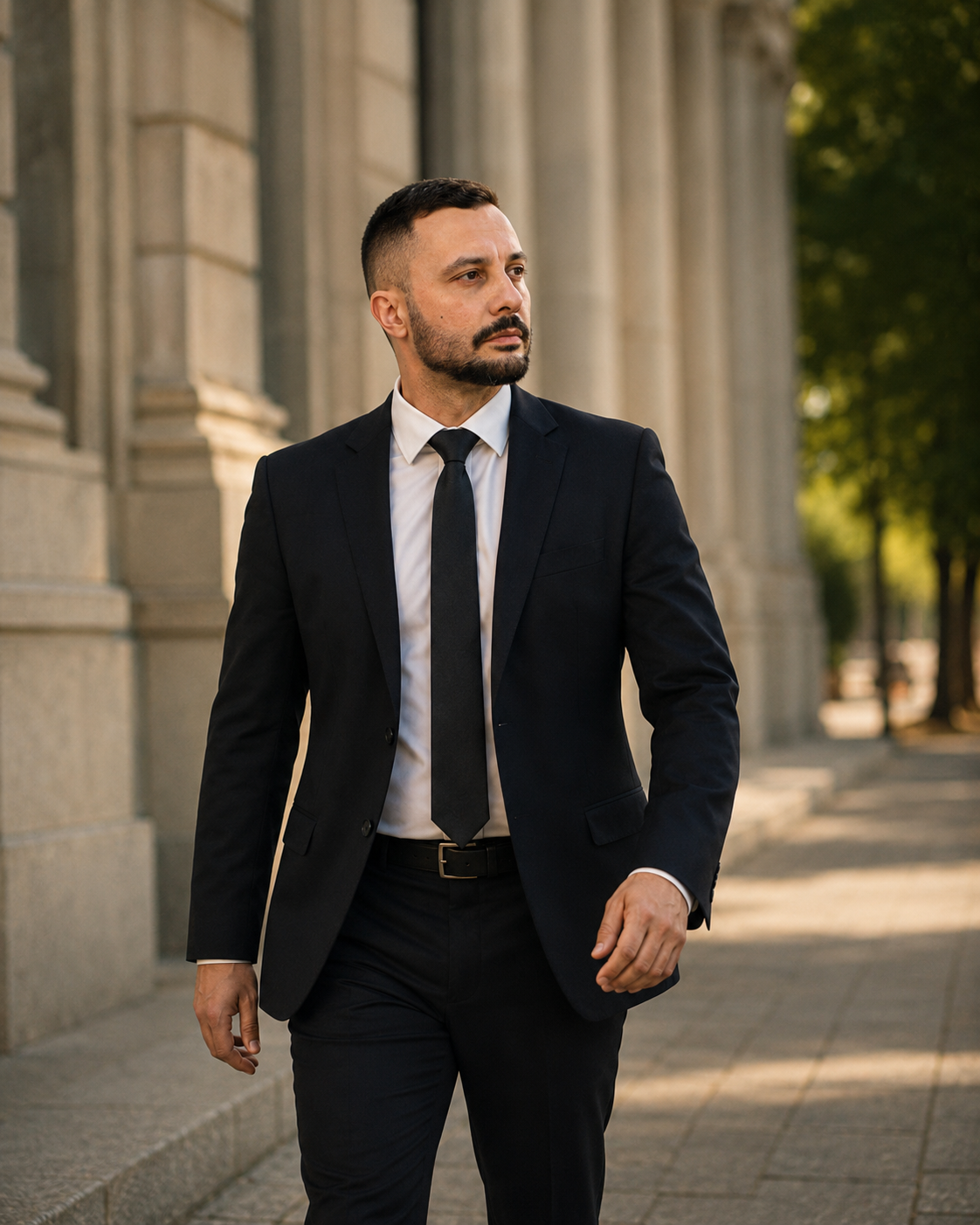 Allan Aguiar caminhando em ambiente urbano e institucional de Porto Alegre